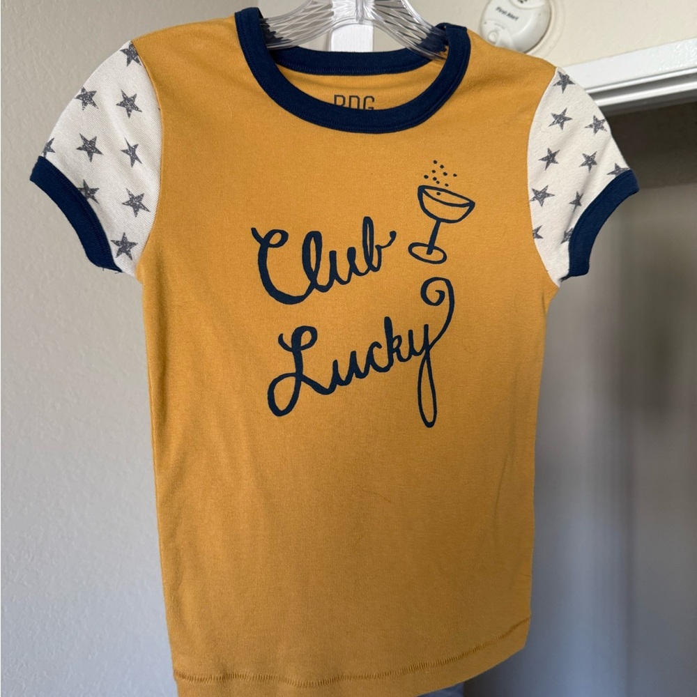 BDG Yellow and Navy Star Sleeve Tee